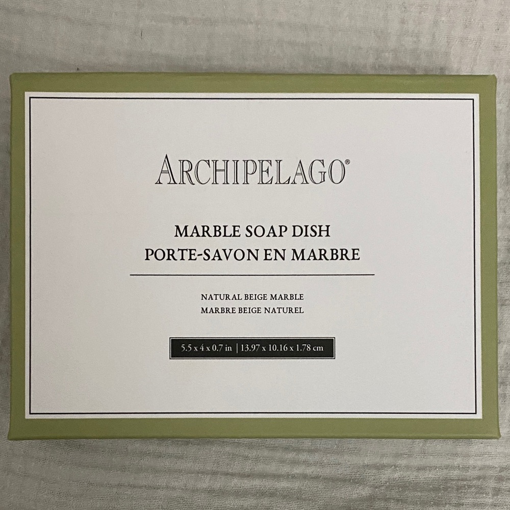 🧼 Archipelago Natural Marble Soap Dish – Beige Stone (New)